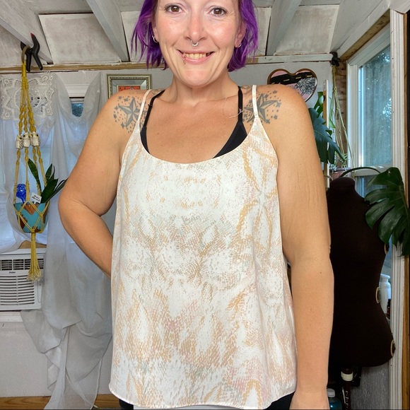 Rachel Zoe Neutral Snake Python Print Strappy Flowy Tank Top Size Medium - Picture 5 of 15